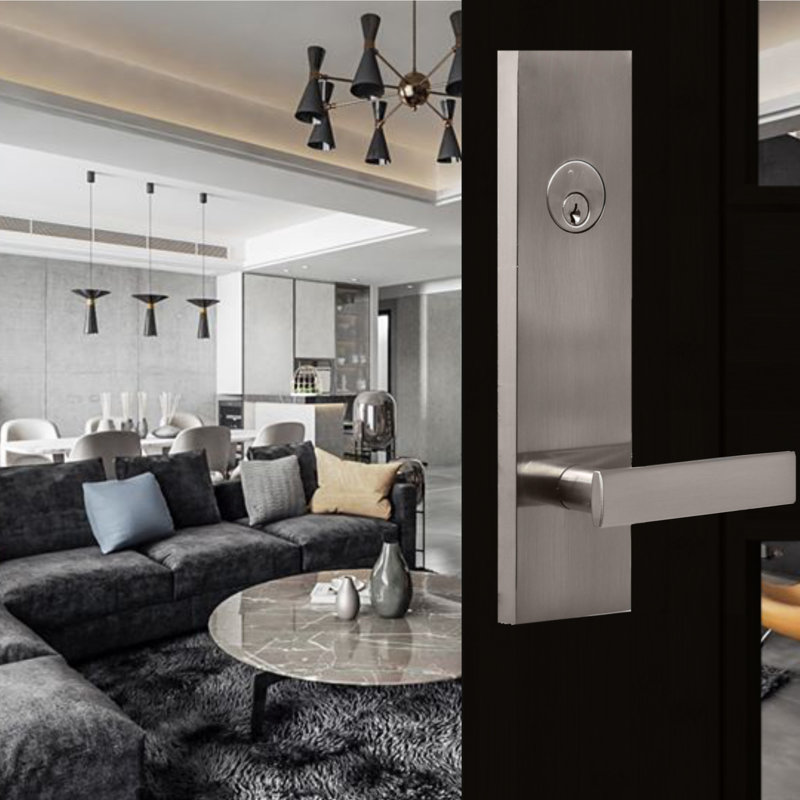 Levers With Deadbolt Reversible Entry Set, Satin Nickel