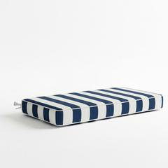 Stripe Custom Bench Cushion - Water Resistance, 3", 47" W x 15" D, White/Navy Blue