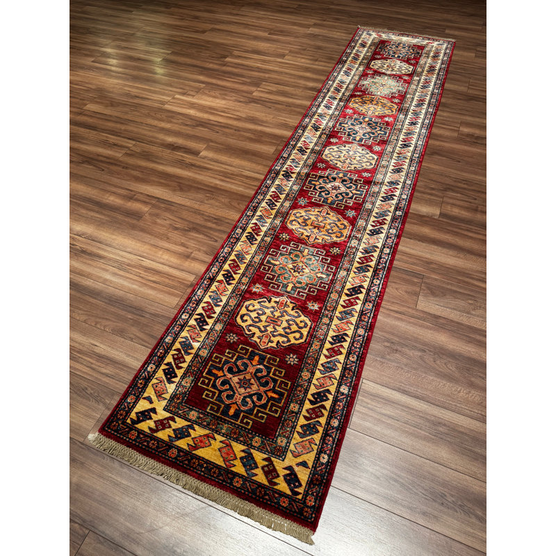 Tapis en laine et coton rouge noué à la main Original
