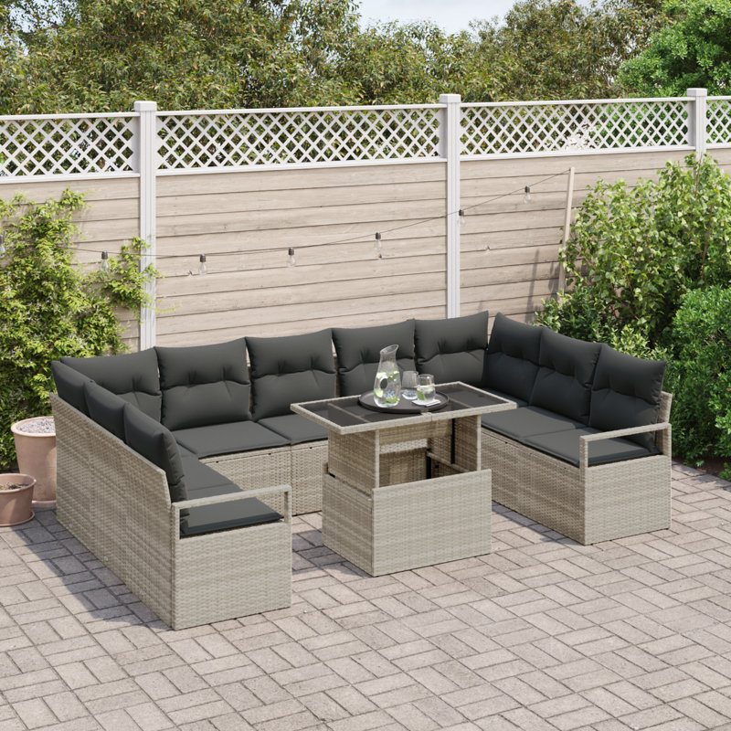 289cm Wide Patio Sofa with Cushions