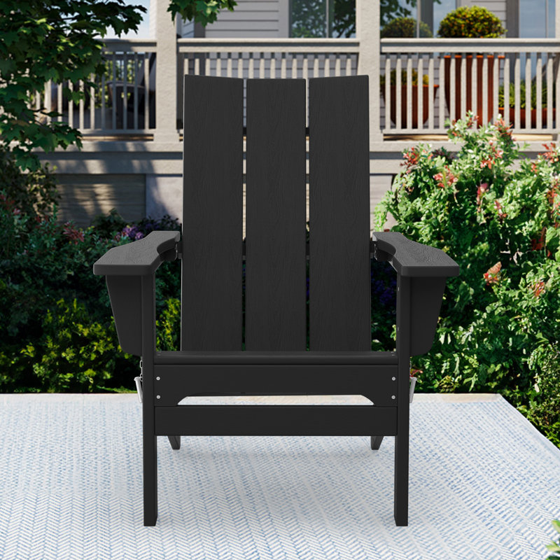 Chaise Adirondack pliante Bruce HDPE, Noir, noir, noir, noir