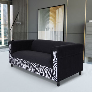 Broadway Modern Black Velvet Sofa Couch for Living Room, Bedroom with Solid Wood Frame