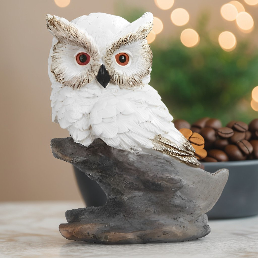 Millwood Pines 4.5"H White Owl Sitting on Figurine | Wayfair