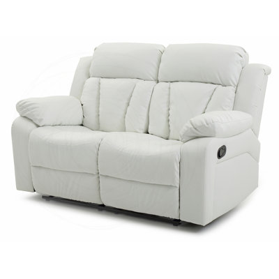 Elegant White Reclining Loveseat with Channel Tufted Back
