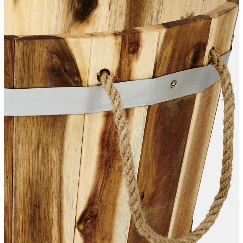 Randals Wood Barrel Planter, 9.5'' H x 15'' W x 15'' D