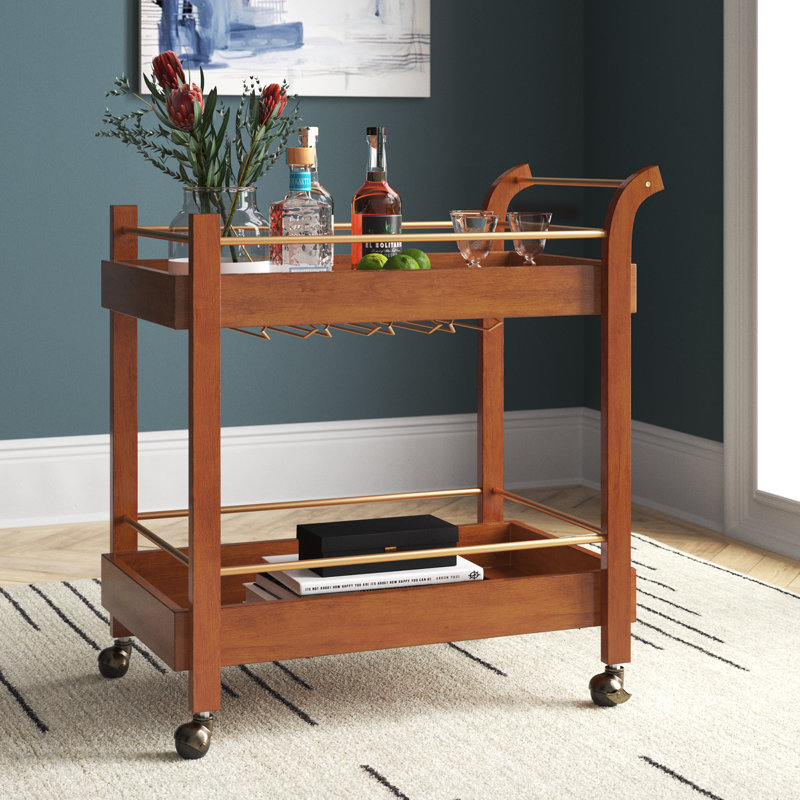 Andresha Wood Bar Cart, Walnut