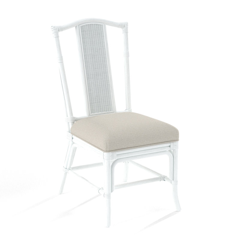 Drury Lane Slat Back Side Dining Chair, Frost White, White Performance Fabric; 0851-94