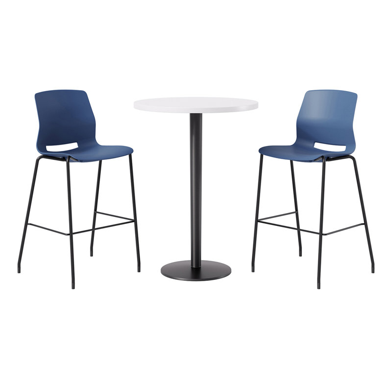 2 - Person Bar Height Dining Set, White, Navy/Black