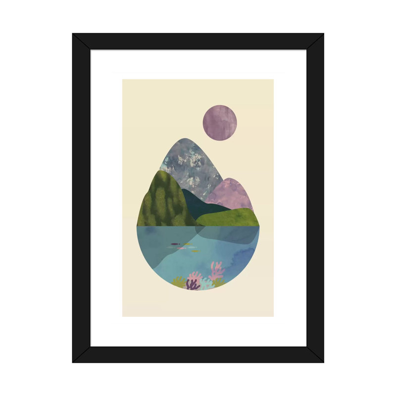 " Summer " by Flatowl, 24" H x 16" W x 1" D, Black Framed Fine Art Paper