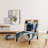 Abstract Pattern With Blue & Golden Textures II - Upholstered Modern Accent Chair