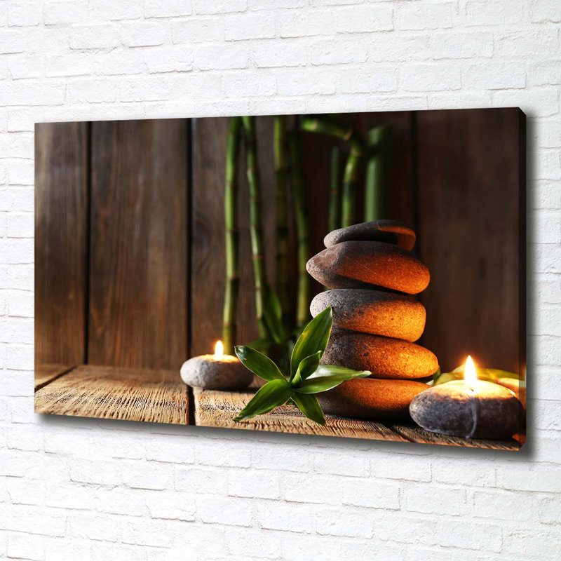 Zen Stones With Bamboo - No Frame Print on Canvas