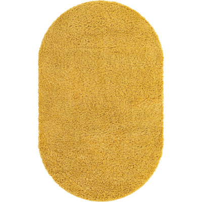 Tapis à poils longs Ashmita couleur moutarde