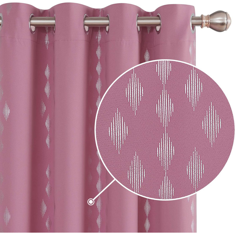 Blackout Curtain Pair, 140cm Wide x 245cm Drop, Dark Pink