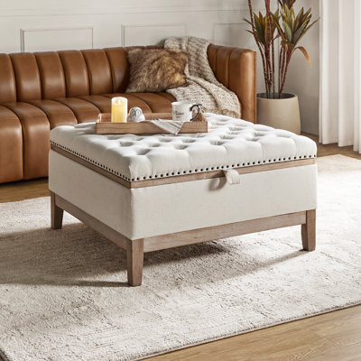 Amdan Upholstered Ottoman with Solid Wood Legs