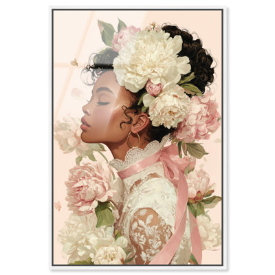 Décoration murale encadrée «Gentle Coquette Bloom» par Art Remedy, cadre blanc, 16 x 24