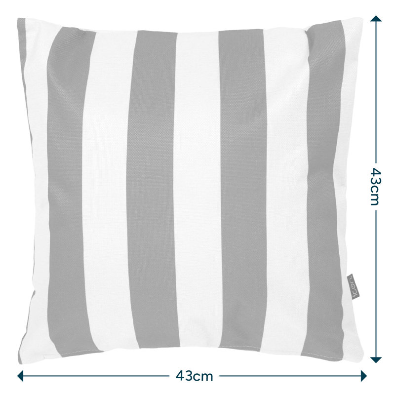 Indoor / Outdoor Square Cushion, Olive/White Striped
