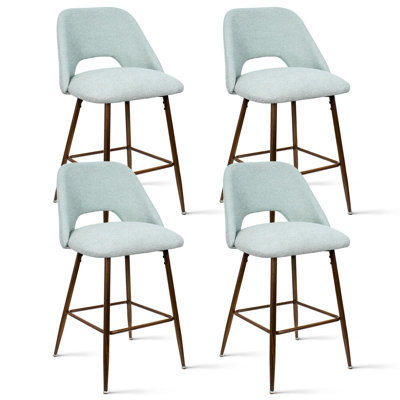 26" Upholstered Counter Height Bar Stools Set Of 4 With Metal Legs