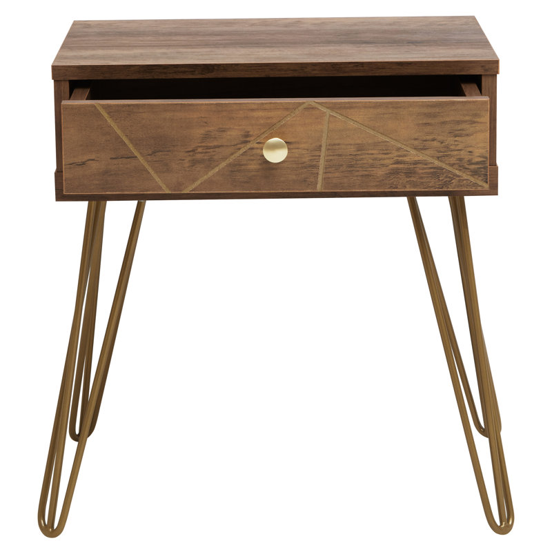 1 Drawer Draw Side Table with Hairpin Legs