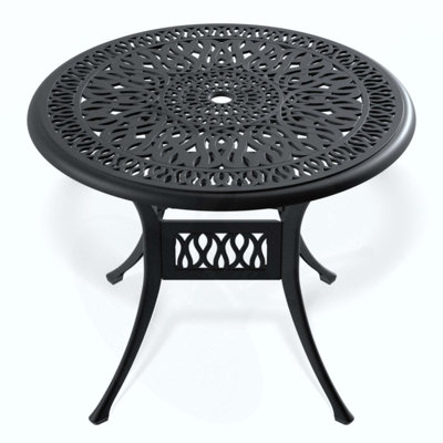 Cast Aluminum Patio Dining Table With Frame And Umbrella Hole