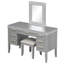 Coiffeuse avec miroir lumineux, 7 tiroirs et tabouret coussiné-129492951