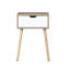 Table de bout blanche avec 1 tiroir et armoire de rangement Mid-Century