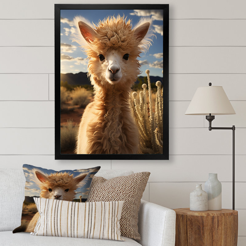 Azacha Alpaca Vibrant Portrait II - reproduction, Cadre simple noir, H 44 po x l 34 po x P 1,5 po