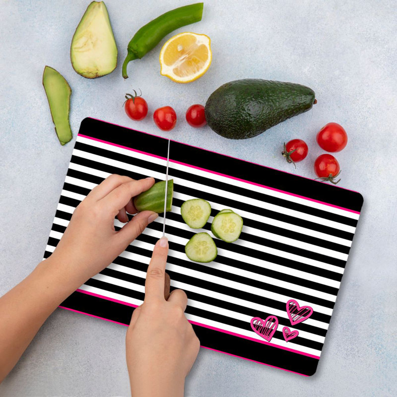 Planche à découper en verre trempé Flourish, 7,9 po x 11,8 po | 100% antibactérien, surface facile à nettoyer, pieds en silicone antidérapants | Parfait pour la préparation et le service des aliments, durable et élégant pour la cuisine, ne va pas au lave-vaisselle