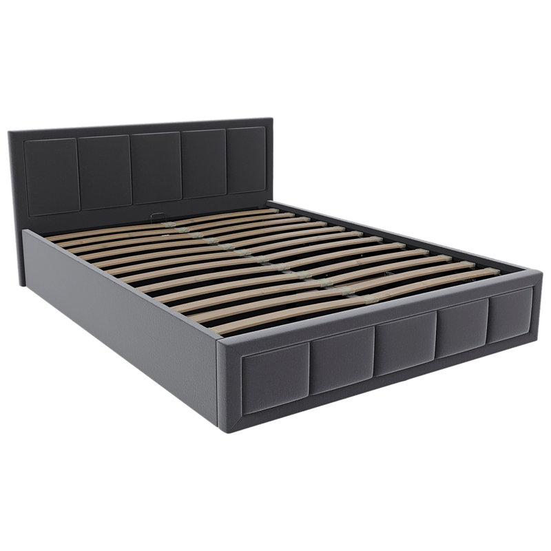 Ottoman Fabric Lift Up Storage Bed , UKFR Certified, Kingsize (5'), Dark Grey