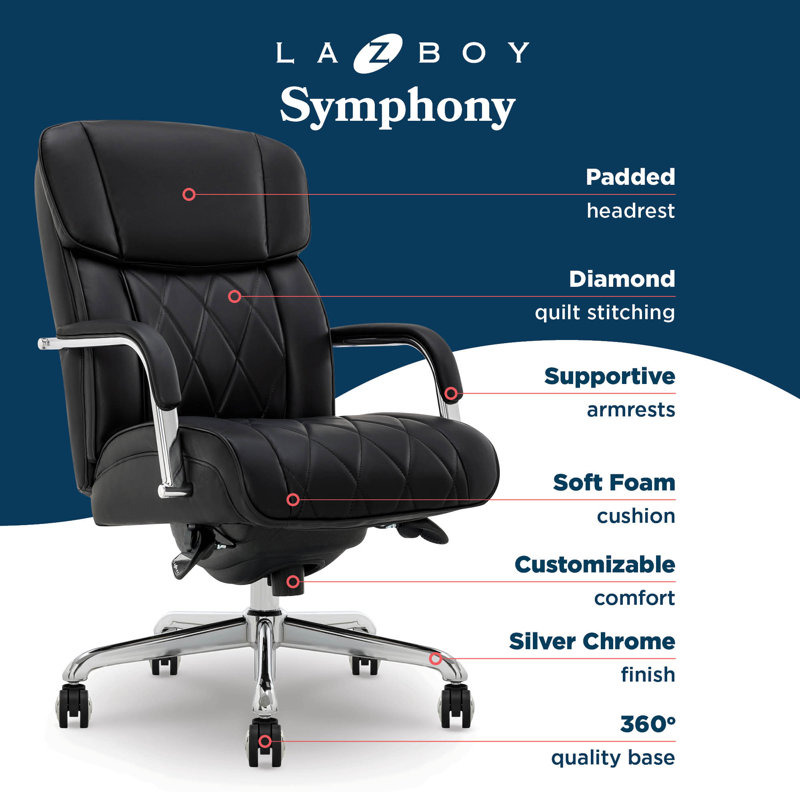 Symphony Swivel Executive Chair, Black, Chrome