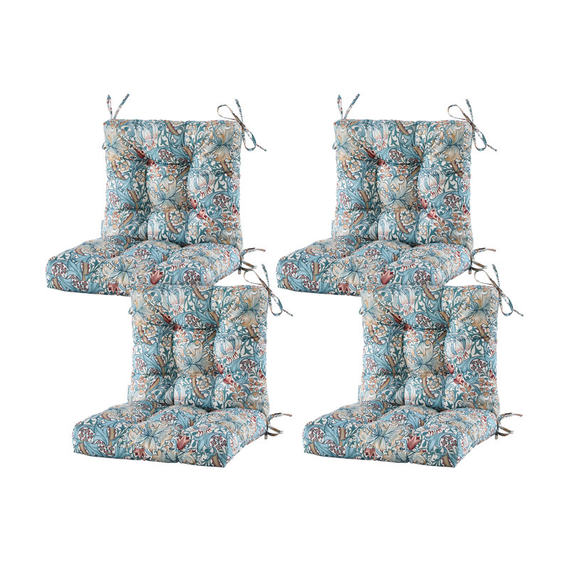 Outdoor 4'' Seat / Back Cushion, Blue Floral 2