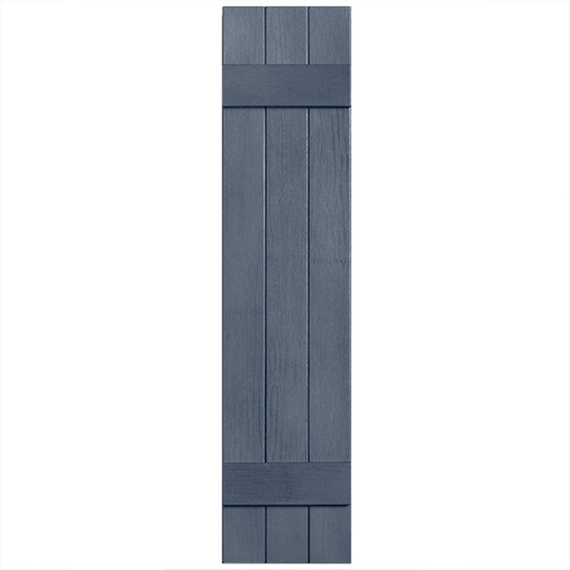 Paire de volets en vinyle fermés deux lattes, trois planches, 24 po, Indigo