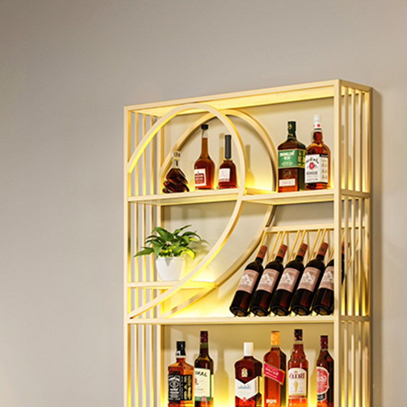 Iron side-guard wall-mounted wine rack, Gold, 47.2" H x 31.4" W x 8.6" D