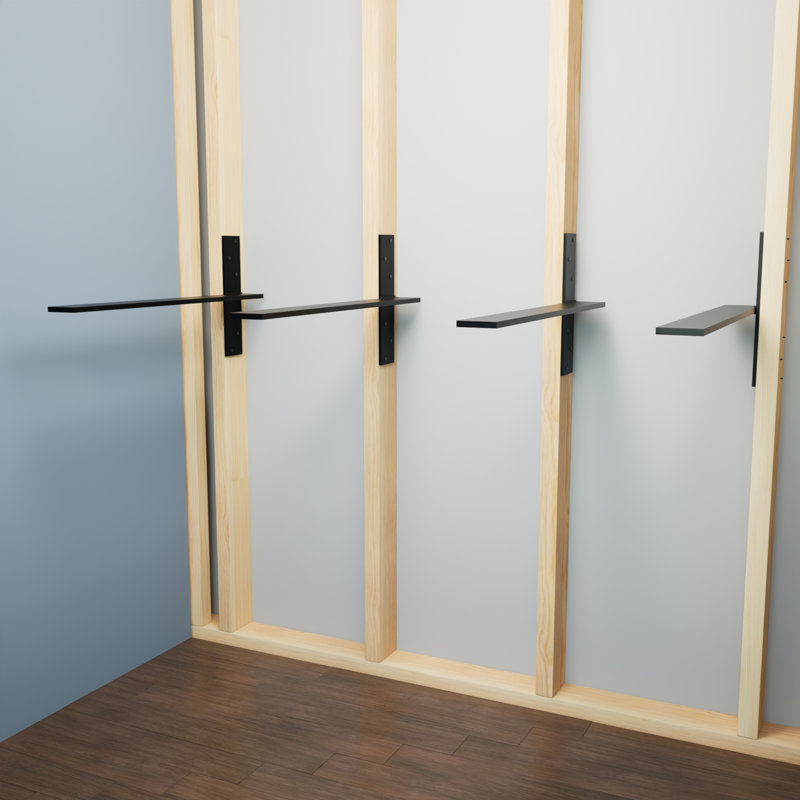 8in. x 2.5in. x .5in. The Original Free Hanging Shelf Bracket Universal – Aluminum, 0.5" H x 8" W x 2.5" D