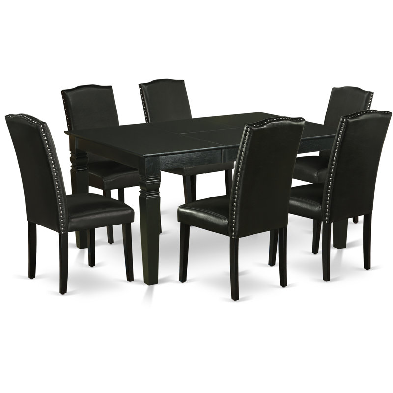 Ensemble de table de salle à manger 7 pièces 7 pièces, 7, Noir, Noir
