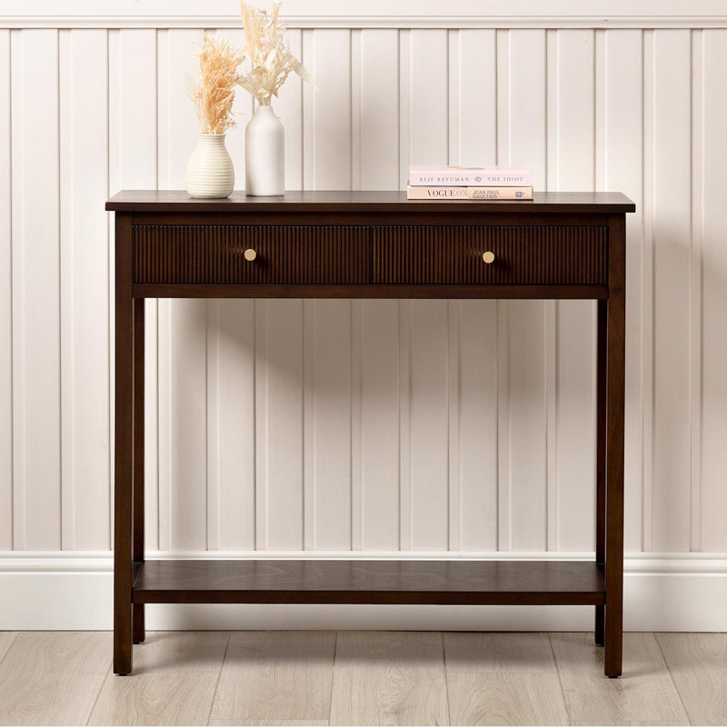 Lorriane 90cm Console Table for Living Room Furniture, 2 Drawers Hallway Table, Walnut Brown