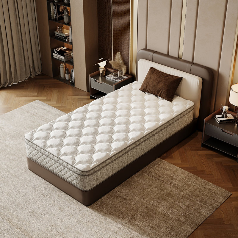 Matelas hybride pour lit simple 12 po dans une boîte - Mousse à mémoire de forme et ressorts ensachés pour soulager la pression, fermeté moyenne avec certification CertiPUR-US et OEKO-TEX