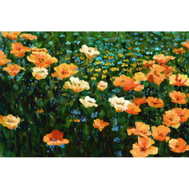 Painted Yellows and Blues - peinture sur toile tendue, H 8 po x l 12 po