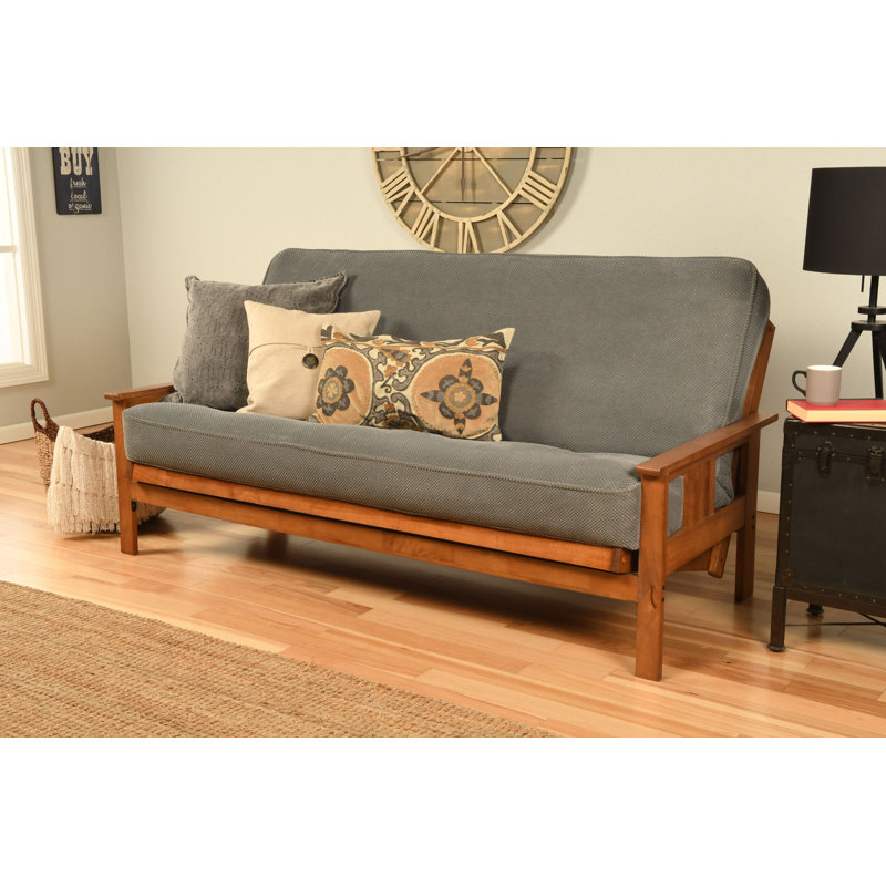 Ensemble de futon avec matelas et tiroir 79 po Stratford, Polyester tonnerre Marmont, Noyer cendré