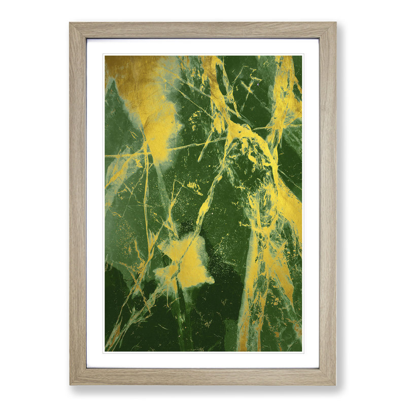 Golden Cracks - Picture Frame Painting, 90cm H x 65cm W x 2cm D, Oak Framed