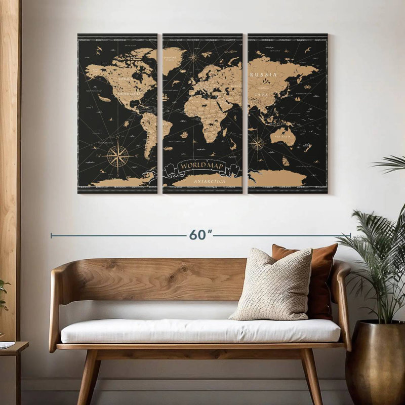 Aliaz Grand World Map, 32" H x 50" W