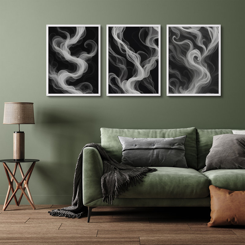 Ensemble de 3 impressions murales encadrées pour 3 décors modernes, H 10 po x l 8 po, Blanc