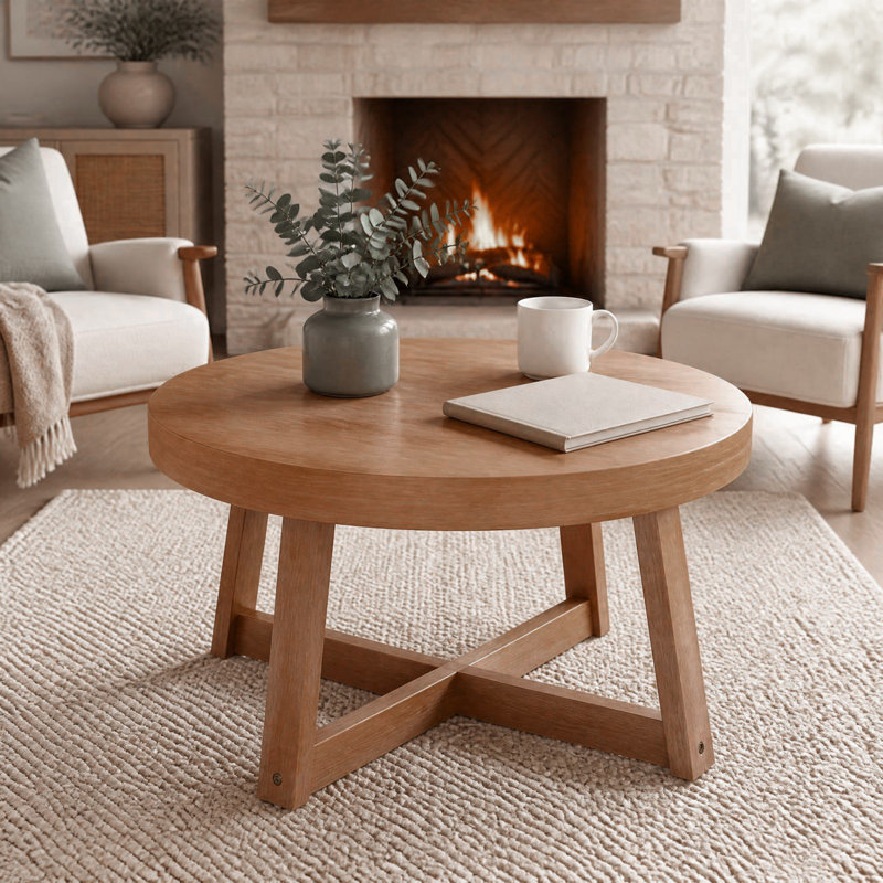 Solid Wood Top Coffee Table, Natural
