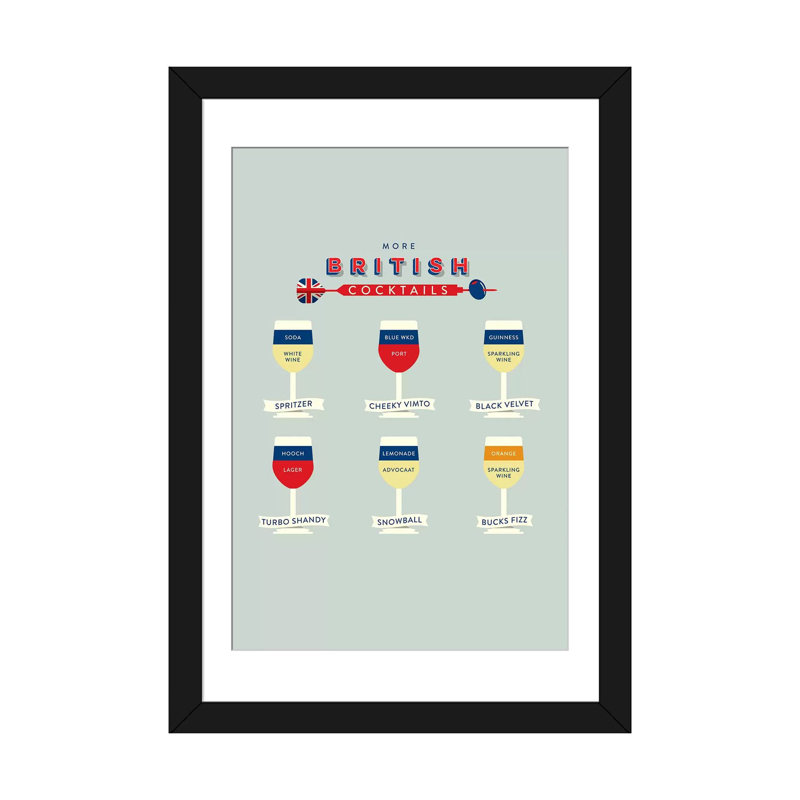 «Cocktail II» par Stephen Wildish, impression sur toile tendue, H 24 po x l 16 po x P 1 po, Papier d'art encadré noir, Blanc