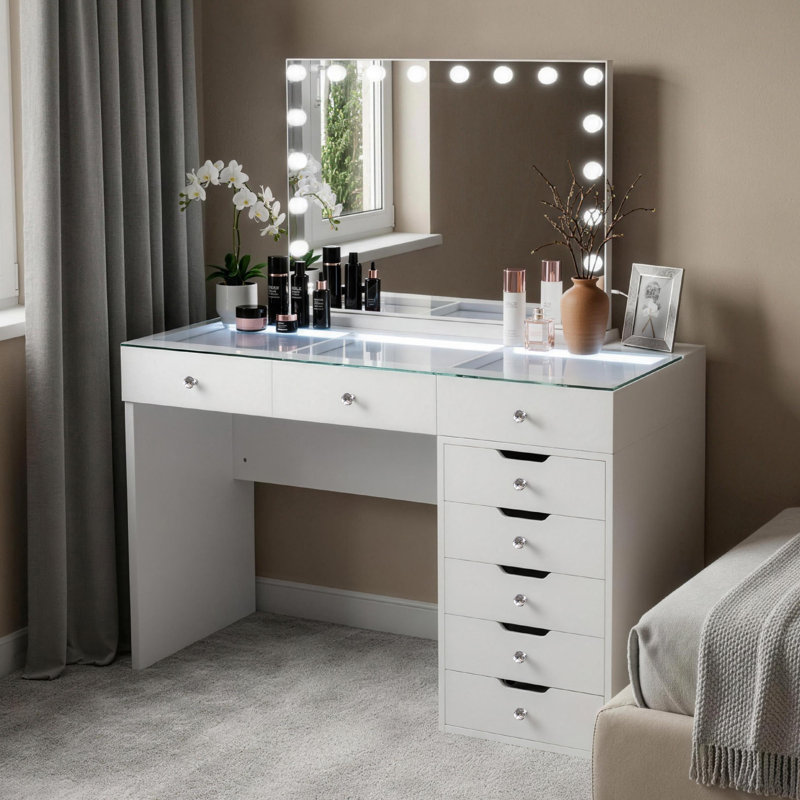 Deontez Dressing Table with Mirror