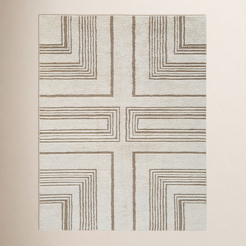 Taupe Ivory Hand-Tufted Wool Rug, Runner 2'6" x 8'