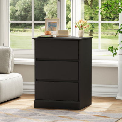 17'' W Solid Wood Nightstand, 3 Drawer Nightstand With Charging Station
