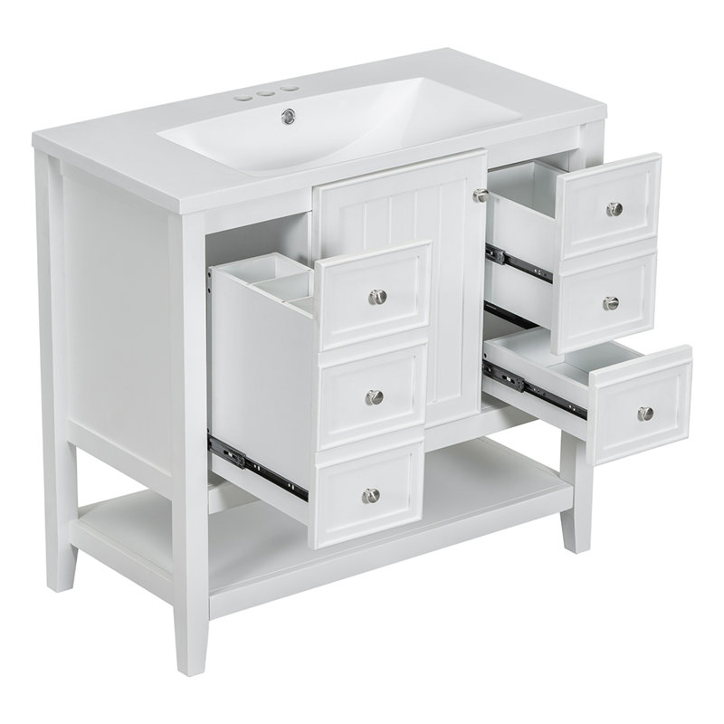 Meuble-lavabo simple 36,01 po avec comptoir Mithushan, Blanc