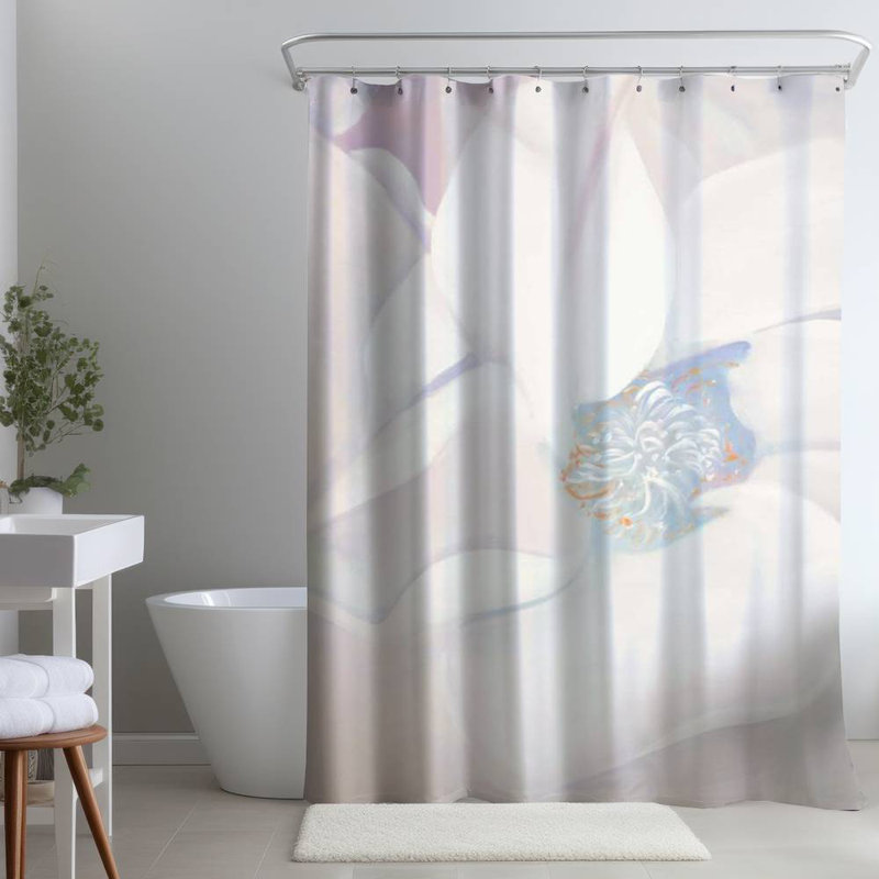 Floral – Polyester Shower Curtain, Dye Sublimation Print, 71" W × 74" L