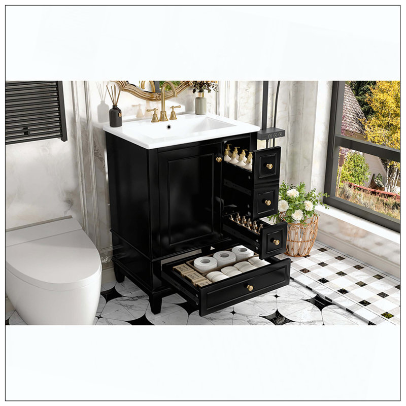 Tablettes de meuble-lavabo en céramique Modern Modern, Black