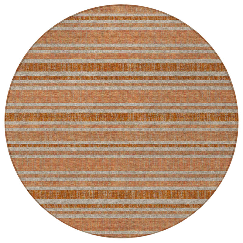 Tapis extérieur rond lavable antidérapant 8 pi beige et orange